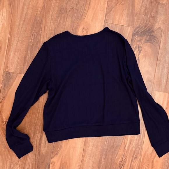 LOFT Brushed Pointelle Tee in Deep Space Blue - Picture 3 of 3